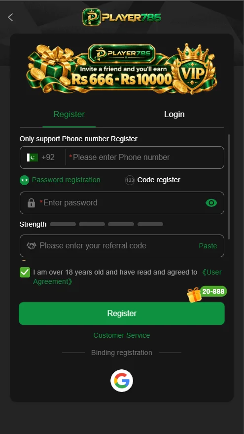 Player786 Sign up